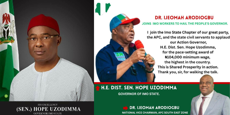 APC South East Applauds Governor Hope Uzodimma for Historic Minimum Wage Increase
