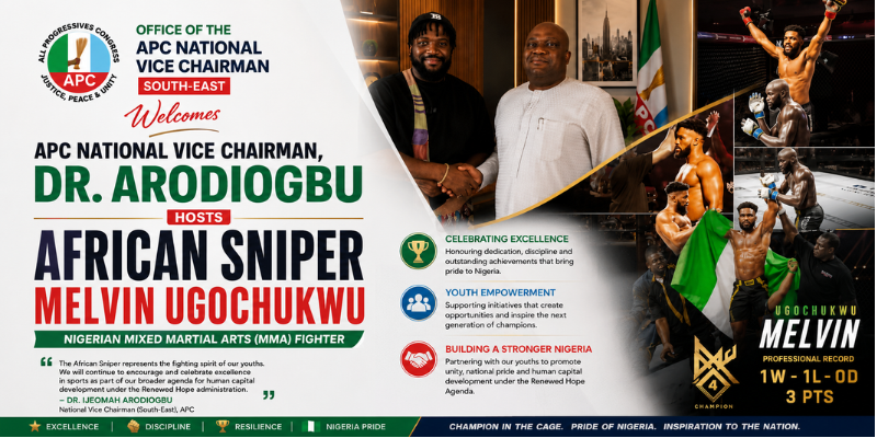 APC NATIONAL VICE CHAIRMAN, DR. ARODIOGBU HOSTS AFRICAN SNIPER MELVIN UGOCHUKWU