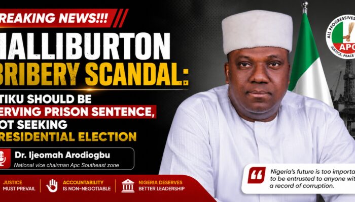 BREAKING NEWS HALLIBURTON BRIBERY SCANDAL ATIKU SHOULD BE SERVING PRISON SENTENCE NOT SEEKING PRESIDENTIAL ELECTION Dr. Ijeomah Arodiogbu