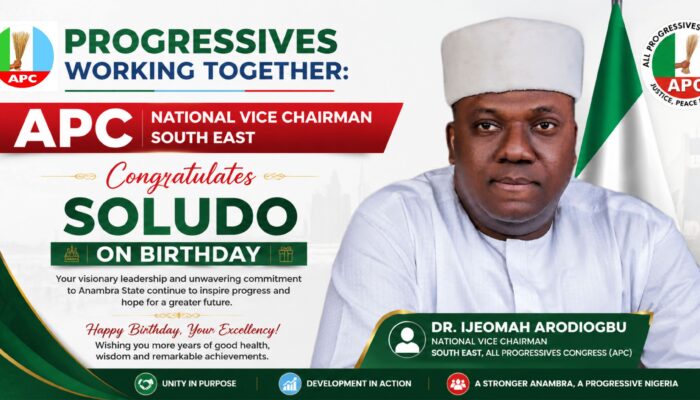 PROGRESSIVES WORKING TOGETHER: APC National Vice Chairman South East Congratulates Soludo on Birthday