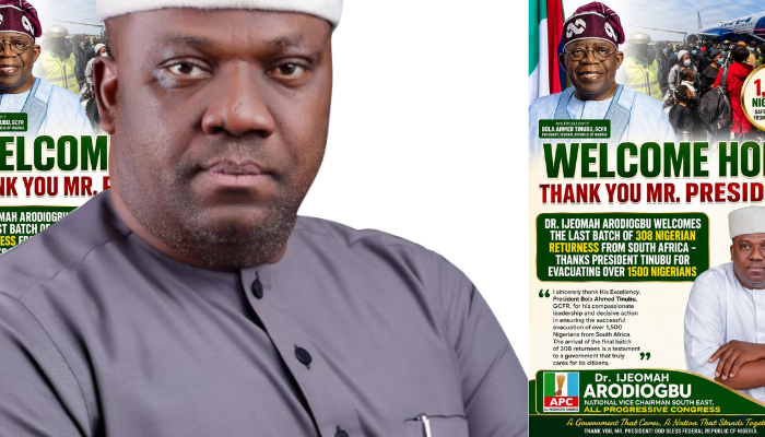 WELCOME HOME: DR. IJEOMAH ARODIOGBU COMMENDS PRESIDENT TINUBU