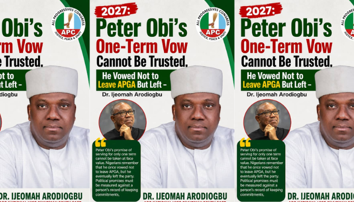 2027: PETER OBI’S ONE-TERM VOW CANNOT BE TRUSTED, HE VOWED NOT TO LEAVE APGA BUT LEFT