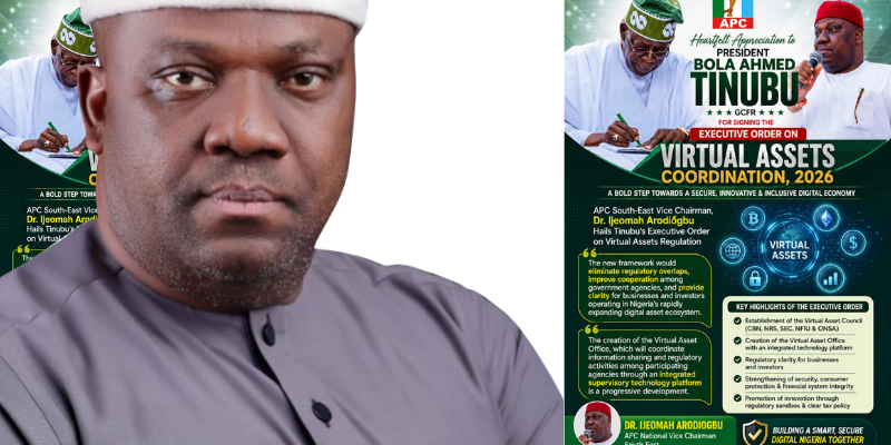 APC NATIONAL VICE CHAIRMAN DR. IJEOMAH ARODIOGBU EULOGISE PRESIDENT TINUBU’S EXECUTIVE ORDER ON VIRTUAL ASSETS REGULATION