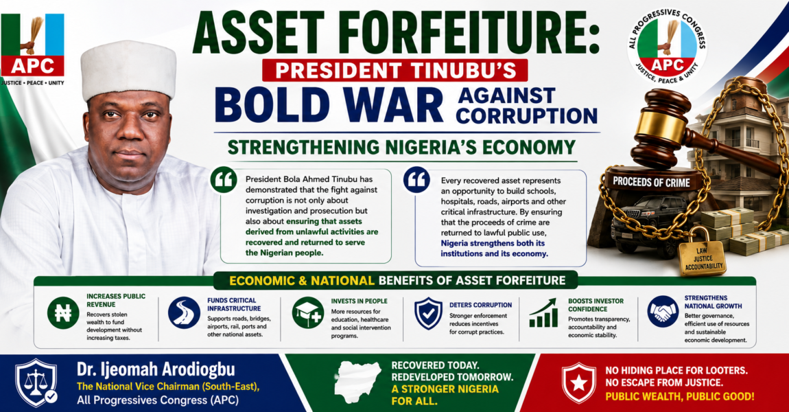ASSET FORFEITURE: PRESIDENT TINUBU’S BOLD WAR AGAINST CORRUPTION STRENGTHENING NIGERIA’S ECONOMY – DR. IJEOMAH ARODIOGBU