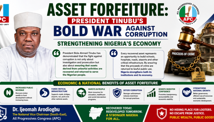 ASSET FORFEITURE: PRESIDENT TINUBU'S BOLD WAR AGAINST CORRUPTION STRENGTHENING NIGERIA'S ECONOMY – DR. IJEOMAH ARODIOGBU