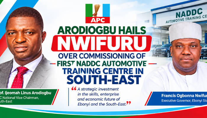 ARODIOGBU HAILS NWIFURU OVER COMMISSIONING OF FIRST NADDC AUTOMOTIVE TRAINING CENTRE IN SOUTH-EAST