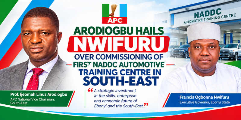ARODIOGBU HAILS NWIFURU OVER COMMISSIONING OF FIRST NADDC AUTOMOTIVE TRAINING CENTRE IN SOUTH-EAST
