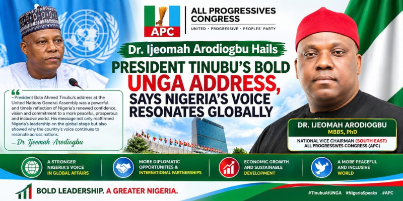 Dr. Ijeomah Arodiogbu Hails President Tinubu’s Bold UNGA Address, Says Nigeria’s Voice Resonates Globally