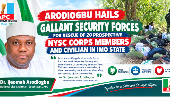 Arodiogbu Hails Gallant Security Forces for Rescue of 20 Prospective NYSC Corps Members and Civilian in Imo State