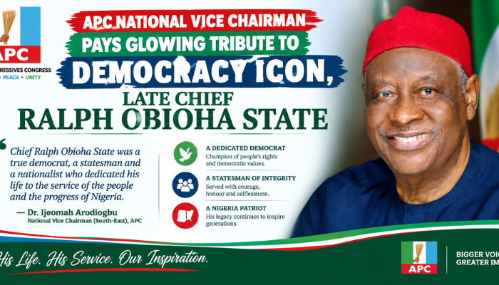 APC National Vice Chairman Pays Glowing Tribute to Democracy Icon, Late Chief Ralph Obioha