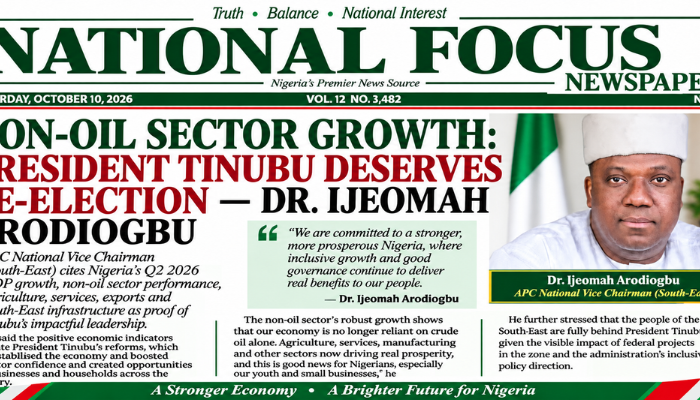 NON-OIL SECTOR GROWTH: PRESIDENT TINUBU DESERVES RE-ELECTION DR. IJEOMAH ARODIOGBU