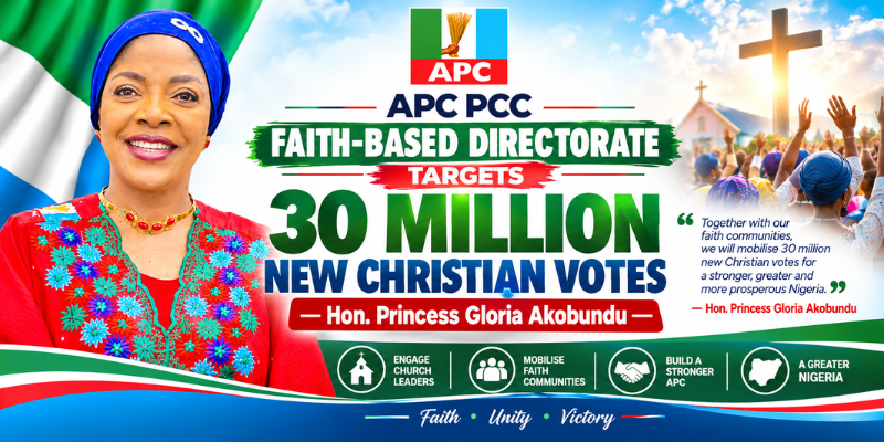 APC PCC Faith-Based Directorate Targets 30 Million New Christian Votes — Hon. Princess Gloria Akobundu