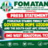 PRESS STATEMENT FORUM OF MEDIA AIDES TO APC NATIONAL WORKING COMMITTEE MEMBERS (FOMATAN) FOMATAN STANDS FIRMLY WITH GOVERNOR HOPE UZODINMA AND THE SOUTH-EAST APC STRUCTURE OVER THE IMO WEST SENATORIAL TICKET